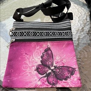 Pink Butterfly Crossbody Bag